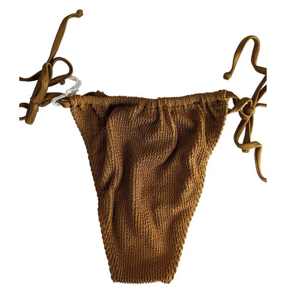 Good American Always Fits Tiny Ties Textured Crinkle Tie Side Bikini Bottoms - Picture 6 of 8